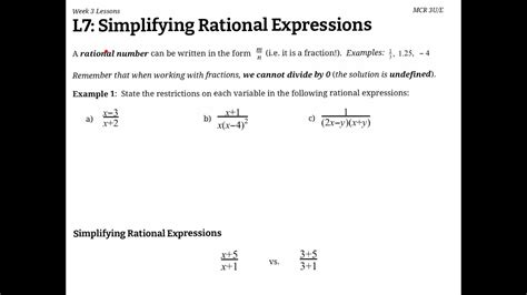 View MCR3U Learning Log 10. . Mcr3u rational expressions test pdf
